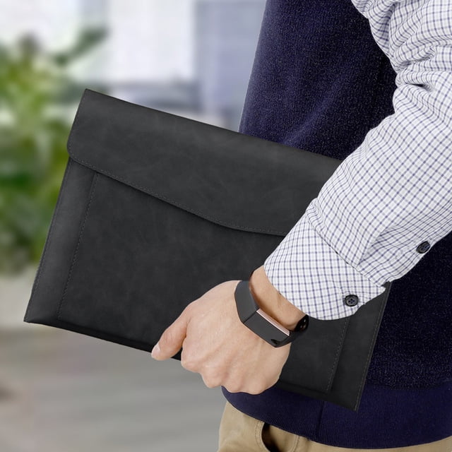 Wzzjkit Computer Bag, Document Bag Waterproof Storage Bag Large Capacity Double Layer Document Bag Laptop Leather Protective Cover, Laptop Case