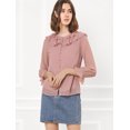 thumbnail image 4 of INSPIRE CHIC Women's Ruffle Neck Polka Dots Sheer Chiffon Blouse, 4 of 4