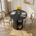 thumbnail image 2 of Hawsaiy 31.5" Round Dining Table for 2 with Sliding Door Storage Base, Space-Saving Waterproof Scratch-Resistant Wood Top, Modern Farmhouse Kitchen Table, Black, 2 of 8