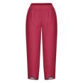 thumbnail image 4 of Women's Summer Comfortable Loose Wide Legged Fashion Solid Color Capris RXIRUCGD Rose, Taille: 4TG, 4 of 5
