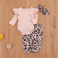 thumbnail image 3 of Baby Three Pieces Flying Sleeve Romper+Long Trousers+Wave Point Headband Set, 3 of 8