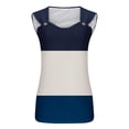 thumbnail image 4 of Mrat Débardeurs en Coton pour Femmes Débardeurs pour Femmes Tendance Tunique à Col Rond Hauts Décontractés Sans Manches T-Shirts Graphiques à Rayures Camisoles Amples Blouses S-193 Bleu m, 4 of 5