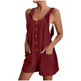 thumbnail image 1 of Womens One Piece Jumpsuits Short Summer Casual Button Shorts Button Overalls for Women Red, 1 of 5