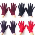 thumbnail image 1 of Femmes Couleur Unie Plein Doigt Velours Extensible Soirée Bal Cyclisme Gants Noir, 1 of 13