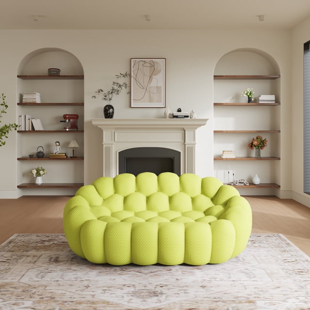 The Magic Home Canapé Deux Places Incurvé de 80 Pouces, Vert Lime