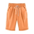 thumbnail image 2 of EGNMCR Womens Shorts Summer Plus Size Solid Five Points Large Size Cotton Linen Drawstring Shorts with Pockets Casual Pants, 2 of 6