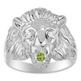 thumbnail image 1 of RYLOS Rings Sterling Silver Lion Head Ring Diamonds in Eyes & Gemstone Mouth Fun Designer Rings Peridot Jewelry Size 7, 1 of 7