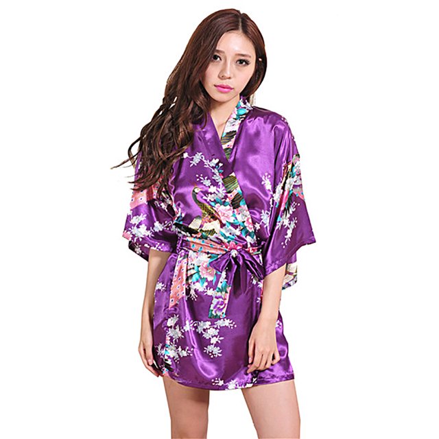 Coofit Womens Sleep Robe Half Sleeve Lounge Robe Night Sleepwear with Belt for Summer
