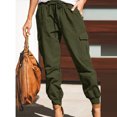 thumbnail image 2 of Clearance-Sale Legging with Pocket for Women Solid Color Plus Casual Leggings Drawstring Stretchy Low Waist Ruched Womens Pants Multiple Pocket Softy Work Pants for Women Weekly-Deals（Army Green,L）, 2 of 8
