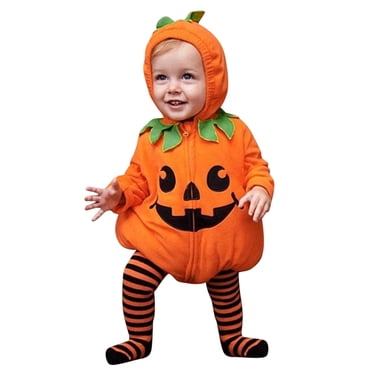 2025 Nouveau-Né Nourrisson Bébés Filles Bébé Fille 6-9 Mois Vêtements Garçons Ensembles de Vêtements d'Halloween Ensemble Cadeau Bébé Fille Manches Longues Molleton Fermeture Éclair à Capuche Barboteuse Veste Hauts Pantalons Rayés Leggings à Pieds Costumes