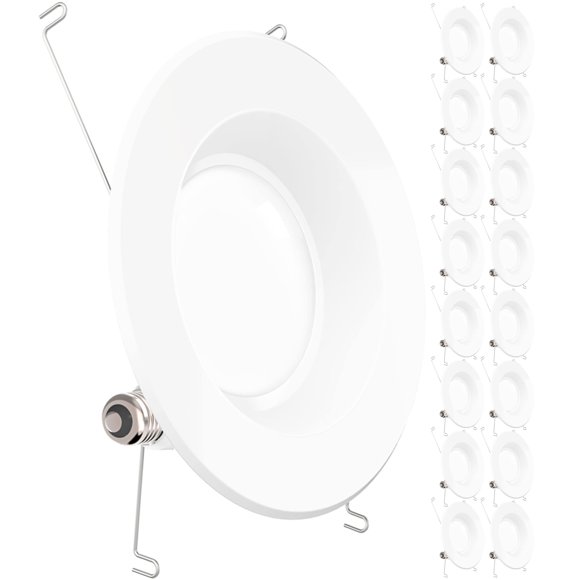 Sunco Lighting - 16 Pack Retrofit LED Recessed Lighting 6 Inch, 3000K Warm White, Dimmable Can Lights, Smooth Trim, 13W=75W, 965 LM, Damp Rated - UL Listed