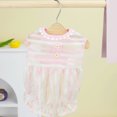 thumbnail image 3 of CBFFDC Puppy Skirt Breathable Mesh Dog Dress Striped Print Buttons Decor Ruffled Hem Contrast Color Patchwork Puppy Summer Skirt, 3 of 5