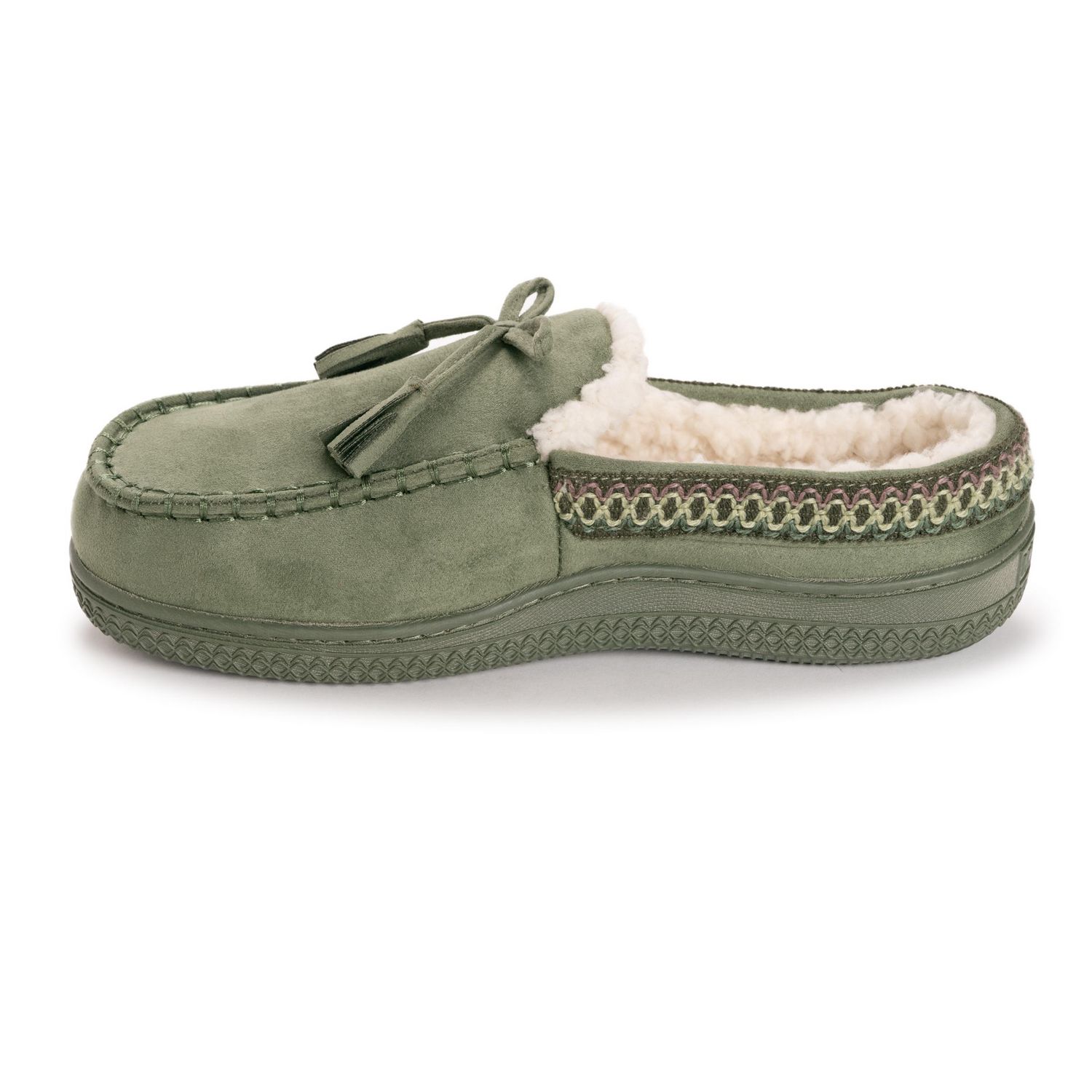 MUK LUKS Chaussons mules style bateau pour femmes, olive, tailles 5-10
