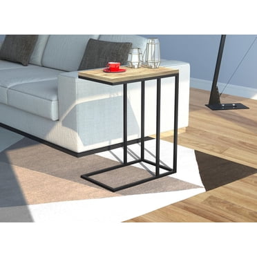 Table D'appoint - Bois Récupéré / Cadre En Métal Noir