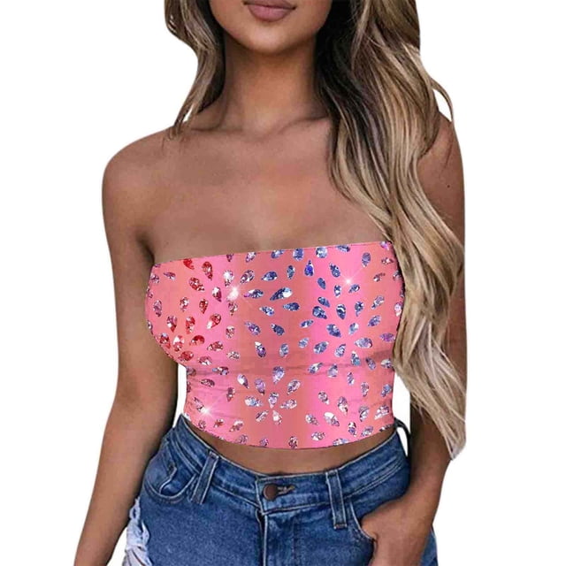 Tube Tops, Womens Printed Strapless Yoga Exercise Chest Wrap Pullover