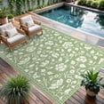 thumbnail image 2 of Garvee 8'x10' Outdoor Rug Waterproof Floral Camping Carpet, Reversible Plastic Straw Rug Outdoor Rug for Patio RV Balcony Backyard, Green, 2 of 6