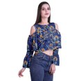 thumbnail image 3 of Moomaya Button Front Cold Shoulder Top Printed  Casual Loose Blouse Short Top, 3 of 4
