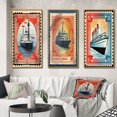 thumbnail image 1 of Designart "Vintage RMS Titanic Postal Stamp II" Boat Framed Wall Art Set Of 3 - Red Modern Frame Gallery Wall Set For Home Decor, 1 of 6