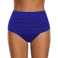 thumbnail image 1 of Riforla Swimsuit Bottoms for Women Plus Size High Rise Ruched Solid Color Bikini Briefs for Swim Bathing Suit Bottoms Blue L, 1 of 4