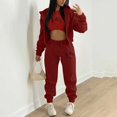 thumbnail image 2 of Kcodviy Ensemble de Chandail à Capuchon et Smoking pour Femmes, Ensemble de Pantalon Formel 3 Pcs, Col Suspendu, Empiècement en Filet, Combinaison à Jambe Grand, Imprimé de Lettres, Molleton, Tenue de Sport Décontractée, 2 of 7