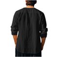 thumbnail image 4 of zbxnLI Mens Linen Shirts Drawstring V Neck Long Sleeve Shirt Lightweight Spring Fall Long Sleeve T-Shirts, 4 of 8