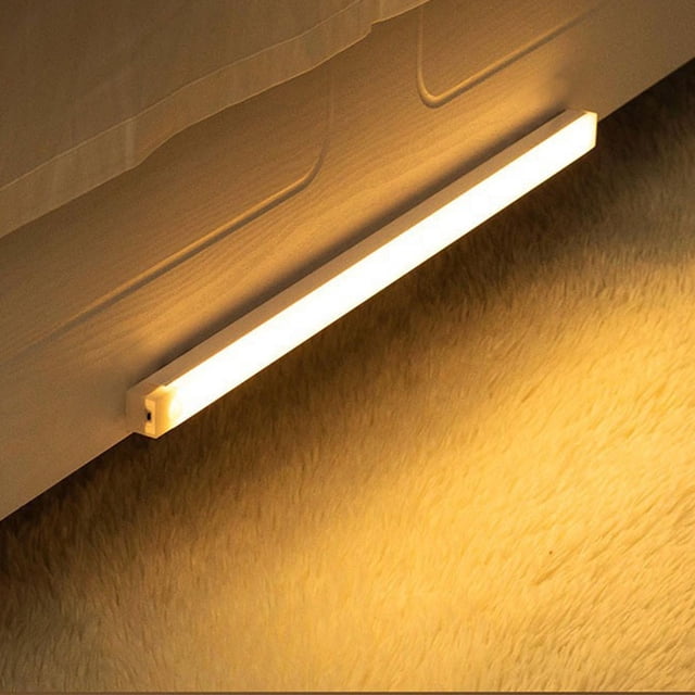 Ultra-Thin LED Motion Sensor Cabinet Light Strip | Rechargeable Magnetic Self-Adhesive | Intelligent Body Sensing | for Wardrobe Wine Cabinet Closet | 1x Long Strip
