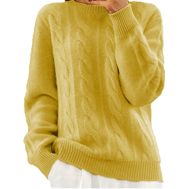 WTXUE Chandail en Coton à Col Semi-Roulé à Manches Longues, Couleur Unie, Chandail avec Chandail de Base, Automne Hiver, Chandail Chaud, Coupe Décontractée, Chandails (Femmes) Taille 8