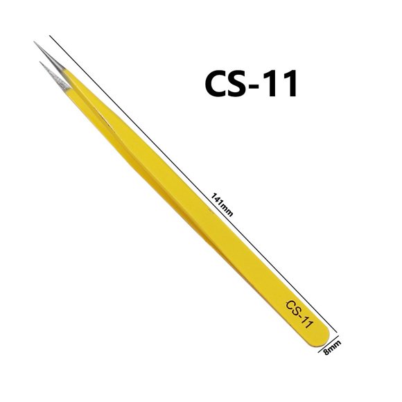 1PC Stainless Steel Industrial Anti-static Tweezers Curved Straight Tip Forceps