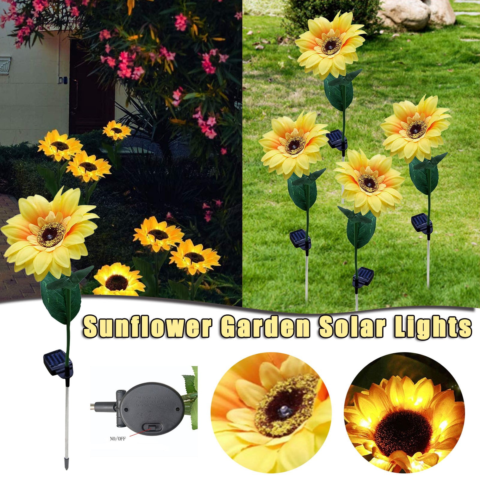 Dvkptbk Solar Lights Solar Power SunFlower LED Light Outdoor Garden Yard Lamp Decor Home Decor on Clearance