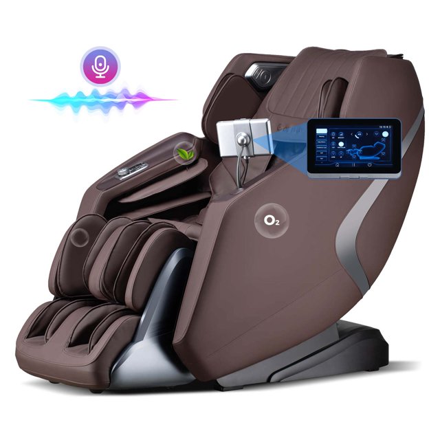 Costway 4D SL-Track Full Body Massage Chair with Zero-Gravity Design Heated Shawl Brown