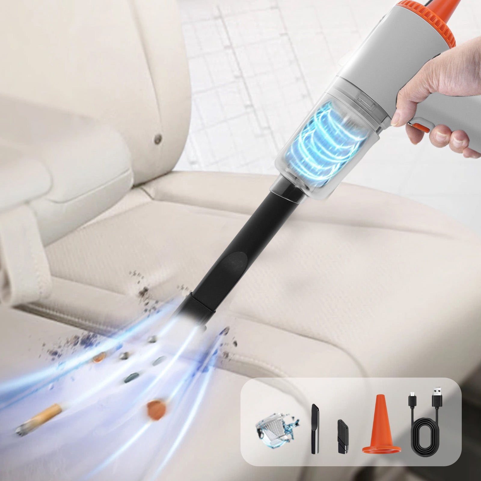 Dvkptbk Vacuum Cleaners for Home,Handheld Car Vacuum Cleaner Vacuum Cleaner And Duster 120W High Power Wet And Dry Handheld Car Vacuum Cleaner Multi-Nozzles for Car Home Office Pet