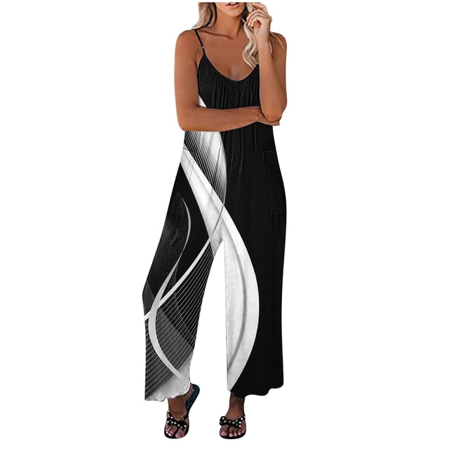 Birdeem Combinaison Pantalon Longue Ample Décontractée d'Été pour Femmes avec Poches et Imprimé