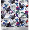 thumbnail image 1 of Soimoi Poly Georgette Fabric Floral & Cock Watercolor Printed Craft Fabric by The Yard 52 Inch Wide, 1 of 3