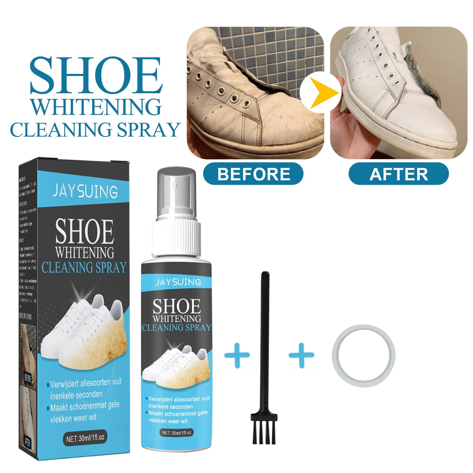 Openpig Shoe Cleaner Spray, White Sneaker Cleaner, Compact Shoe Cleaning Spray Bottle for Sneakers, Rubber Shoes, Canvas Shoes