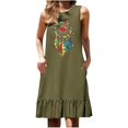 thumbnail image 2 of Ovzne Robes d'Été pour Femmes 2025 Robe Femmes Mode Femmes Imprimé Col Rond Sans Manches Poche Jupe Plissée Robe à Empiècements Robe de Printemps Imprimée Liquidation, 2 of 6