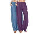 thumbnail image 1 of GigrtiJin 2 Pack Womens Lounge Long Pants Solid Color Drawstring Elastic Wasit Wide Leg Pants with Pocket Trendy Lounge Pants, 1 of 7