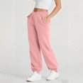 thumbnail image 2 of Yuyuzo Sweatpants for Women Elastic Waisted Fleece Lined Trackpants Solid Color Casual Cinch Bottom Joggers with Pockets, 2 of 7