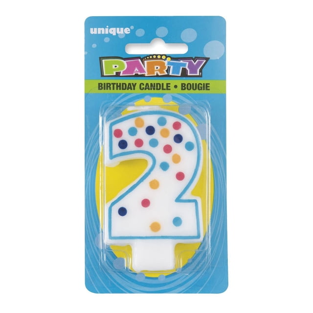 Bougie d'anniversaire numéro "2" à pois