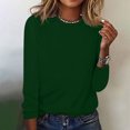 thumbnail image 2 of CEHVOM Blouse d'Été Décontractée à Manches Longues pour Femme, Col Rond, Hauts Unis, T-Shirt, Liquidation, 2 of 4
