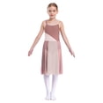 thumbnail image 1 of RUNQHUI Robe de Danse Lyrique Sans Manches pour Filles, Justaucorps Color Block pour Fête, Marron Clair 8, 1 of 8