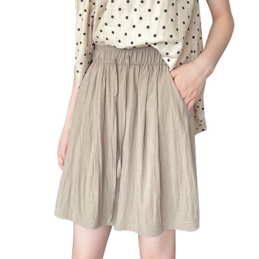 Summer Savings Clearance!HomeGardon Womens Wide Leg Shorts Knee Length,Summer Shorts for Women,Thin Casual and Comfortable Ice Silk Drying Side Pockets Elastic Waist Drawstring Five Quarter Pants,S-XL