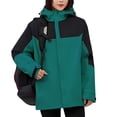 thumbnail image 2 of Sentmoon Winter Jacket for Women Oversized Hooded Neck Long Sleeve Ski Coats for Women Zipper Color Block Windproof Waterproof Women Fall Clothes with Pockets Fall and Winter, 2 of 9