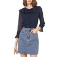 thumbnail image 1 of INSPIRE CHIC Women's Ruffle Neck Polka Dots Sheer Chiffon Blouse, 1 of 4