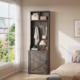 thumbnail image 2 of Bingirl 77" Coat Rack Freestanding, Entryway Hall Tree with Shoe Storage, 5 Hooks, 2 Open Cubbies & Shoe Cabinet, Space Saving Entryway Furniture, 2 of 8