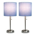 thumbnail image 4 of LimeLights Brushed Steel Stick Lamp with Charging Outlet and Fabric Shade 2 Pack Set, 4 of 7