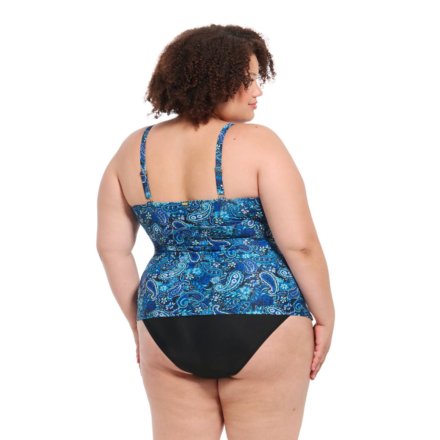 Krista Plus Haut de maillot bain croisé tankini à col en V pour femme avec bretelles ajustables et soutien la poitrine