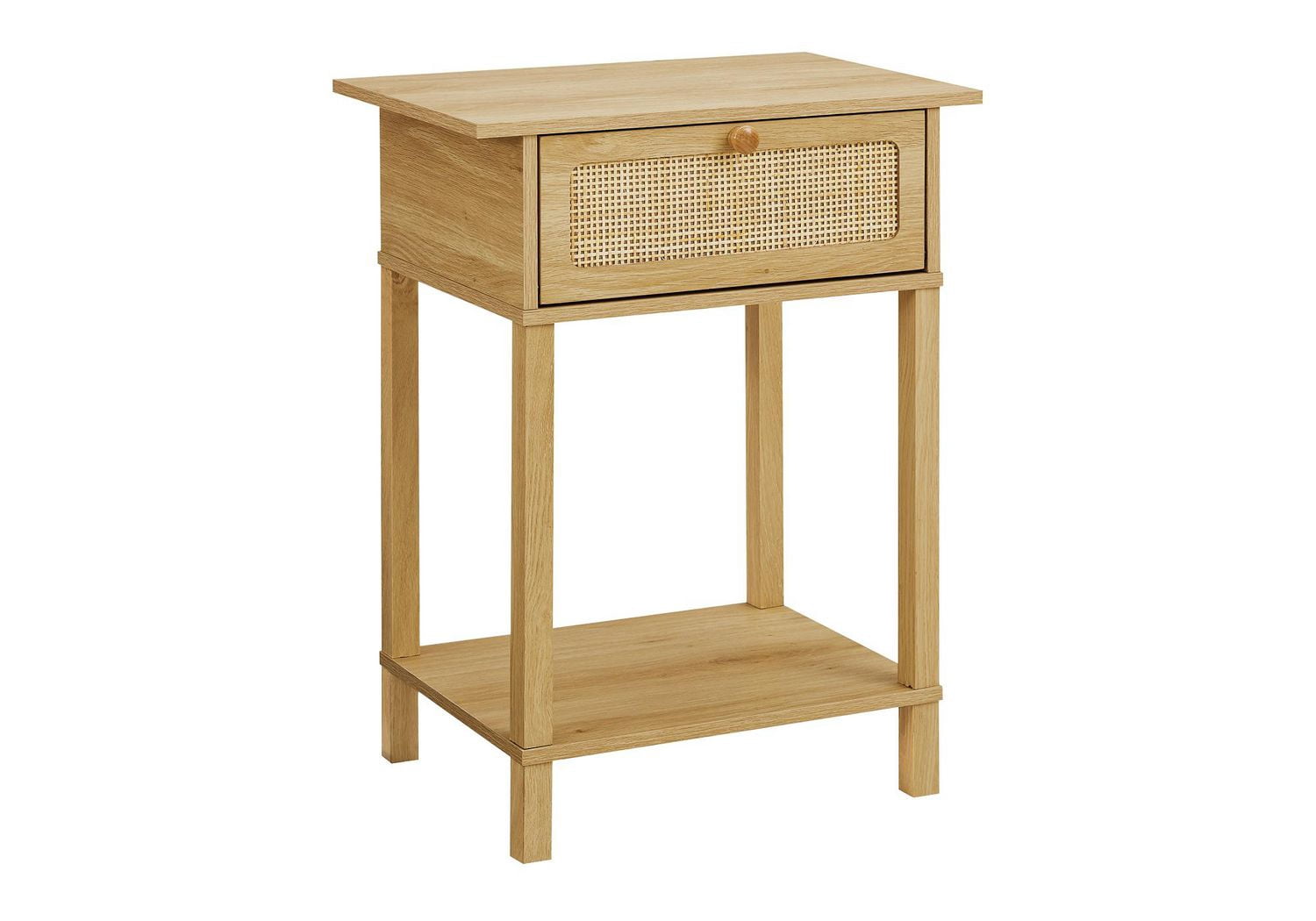 Monarch Specialties Accent Table, 2 Tier, End, Nightstand, Side Table, Storage Drawer, Bedroom, Living Room, Natural Laminate, Transitional