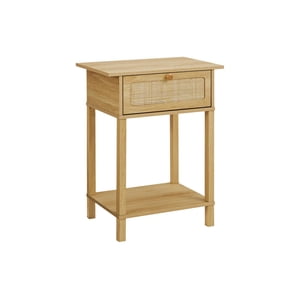 Monarch Specialties Accent Table, 2 Tier, End, Nightstand, Side Table, Storage Drawer, Bedroom, Living Room, Natural Laminate, Transitional