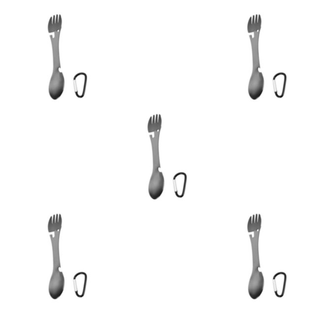 Maytalsory Stainless Steel Multifunctional Spork Integrated Meal Tableware Kitchen Gadgets for Outdoor Camping Picnic Black 5Set