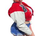 thumbnail image 2 of Veste de Baseball Courte pour Femmes, Décontractée, Rétro, Style Varsity, Lettres Brodées, Boutonnée, Ample, Blouson Bomber, 2 of 6